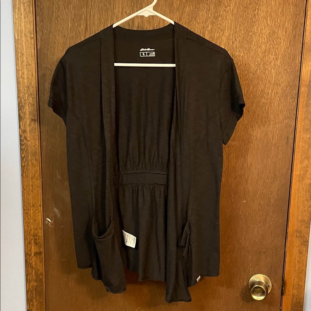 Eddie Bauer Black Open Front Cardigan